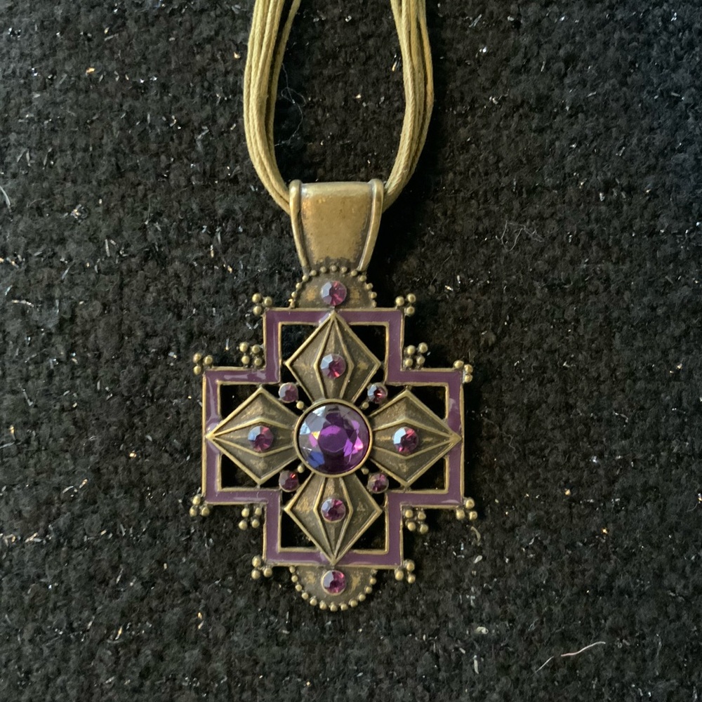 Vintage Elegant Purple Cross Pendant Necklace
